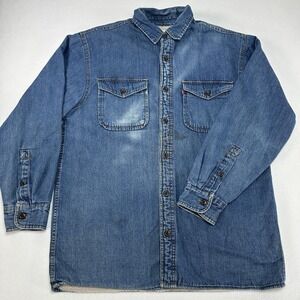Levi's Shacket Mens Medium Blue Denim Sherpa Lined Button Front Trucker Workwear